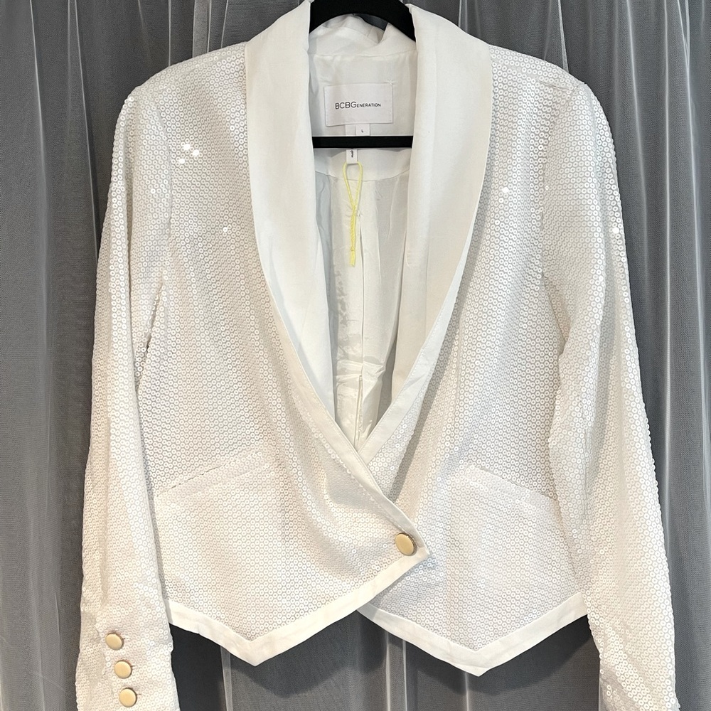 BCBG - White Sequin Blazer Jacket